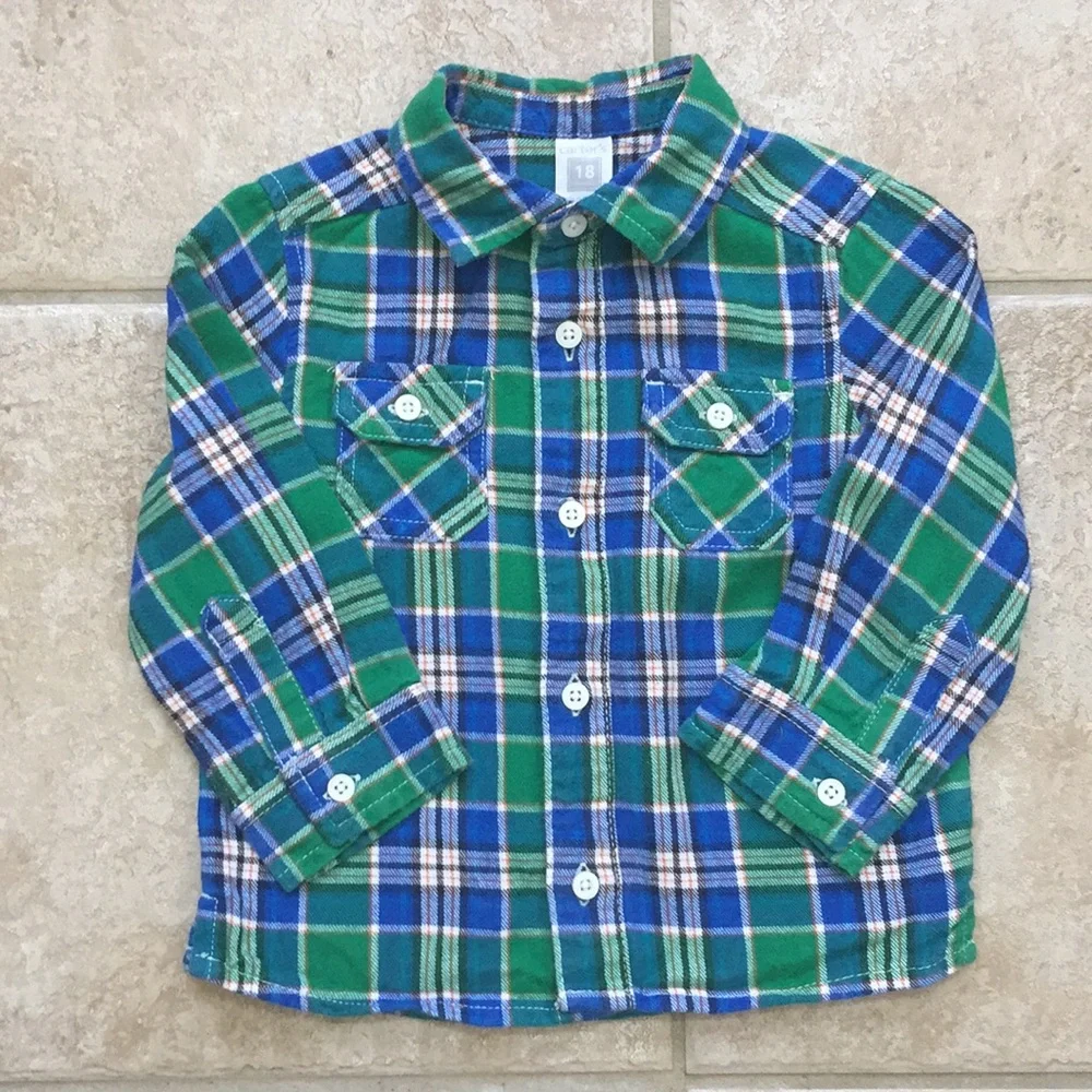 Carter's Boys Flannel Button Down Shirt & Jeans - Picture 2 of 8